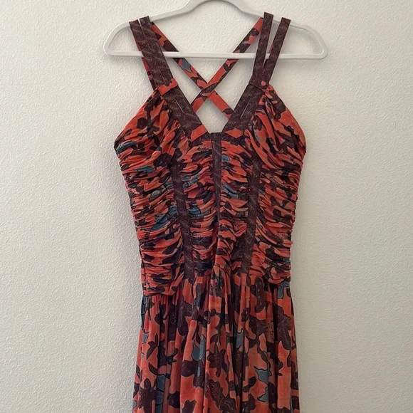 Anya open-back ruched floral-print silk-crepe maxi dress - Picture 6 of 12